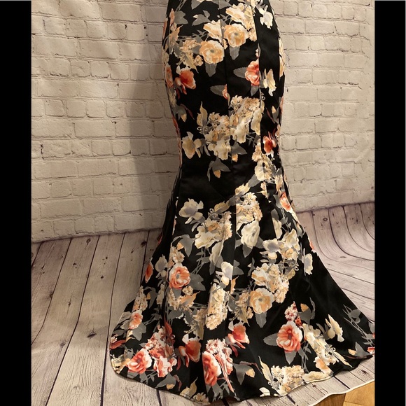 "Prom-Formal-Ball" Floral Print Floor-Length Mermaid Skirt size 1 - Picture 12 of 16